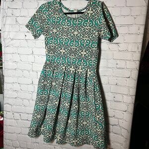 LuLaRoe Teal and Cream Swirl Mini Dress